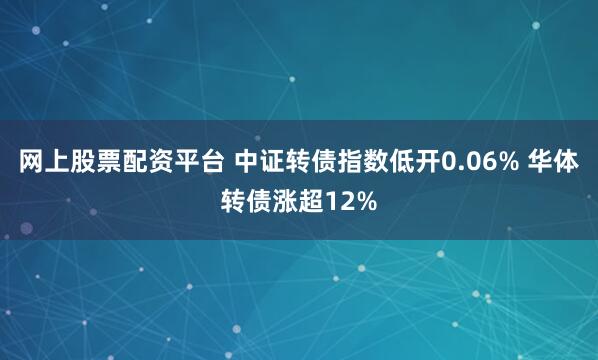 网上股票配资平台 中证转债指数低开0.06% 华体转债涨超12%