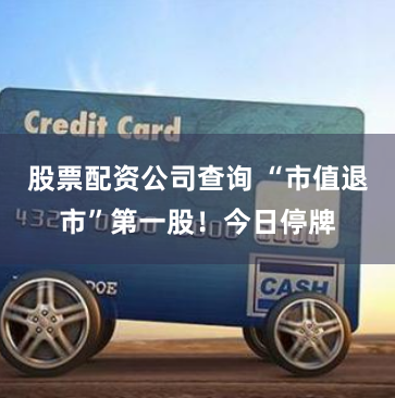 股票配资公司查询 “市值退市”第一股！今日停牌